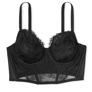 New! Victoria's Secret Black Lace Unlined Corset Bra Top 10358